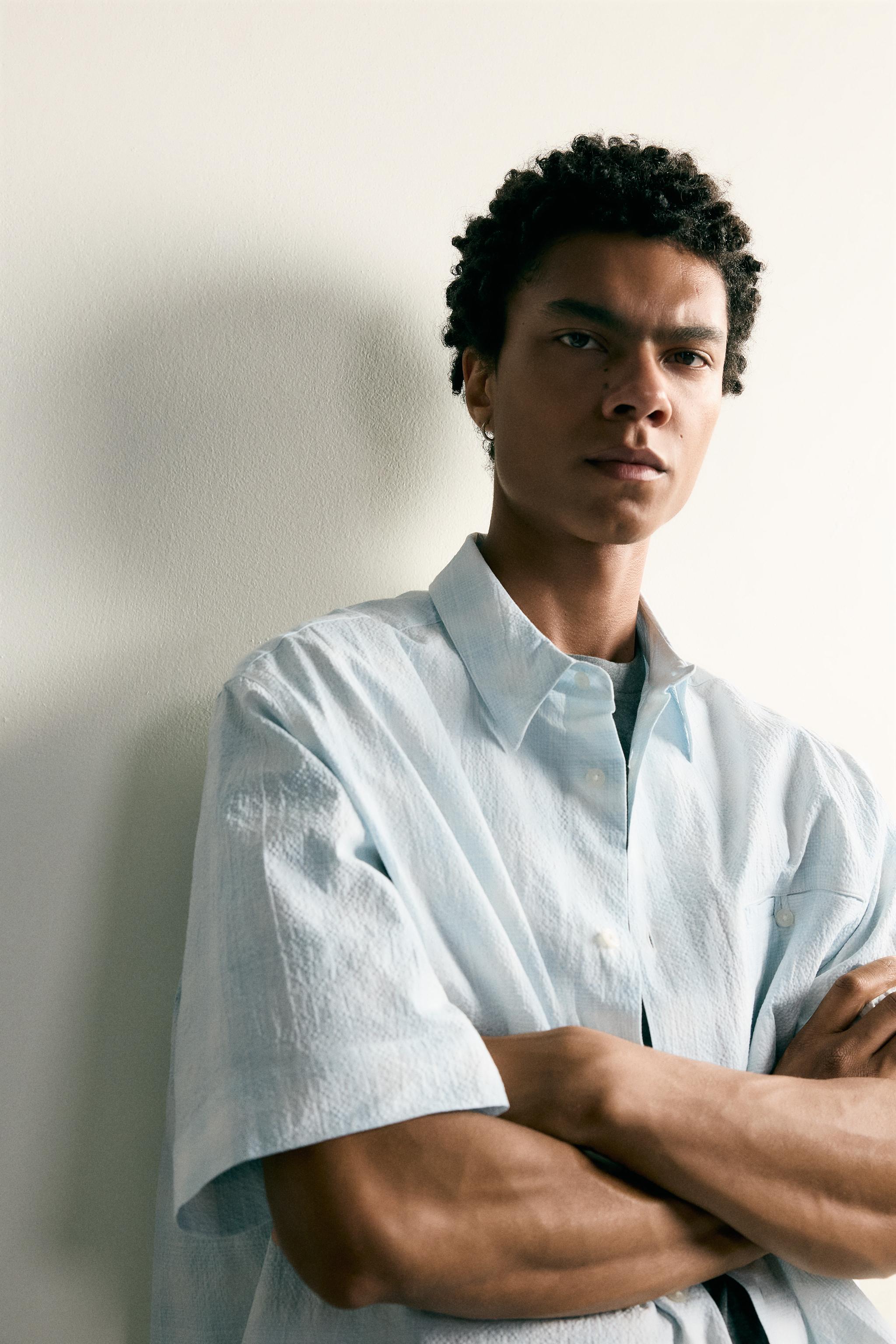 RELAXED FIT PLAID DENIM SHIRT